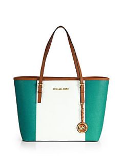 MICHAEL MICHAEL KORS Small Colorblock Travel Tote   White Luggage