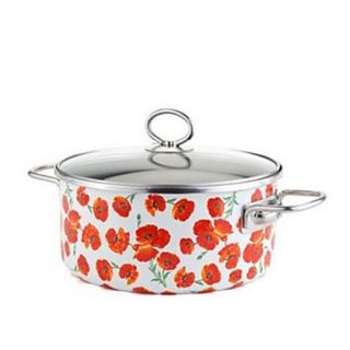 Flower Plated Ceramic Soup Pot with Cover, W22cm x L22cm x H12cm