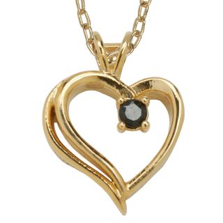 Bridge Jewelry Sapphire Openwork Heart Pendant Necklace, Gold