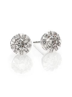 Kwiat Sunburst Diamond & 18K White Gold Stud Earrings   White Diamond