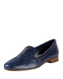 Womens Sabrina Woven Leather Loafer, Blue   Cole Haan