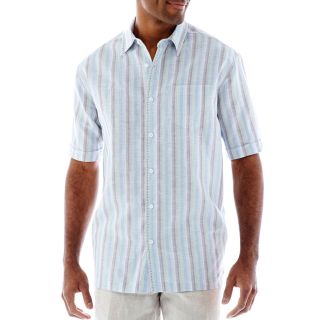 The Havanera Co. Short Sleeve Button Front Shirt, Blue, Mens