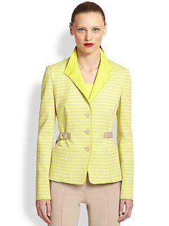 Akris Punto Jersey Stripe Jacket   Vivid Yellow Lime