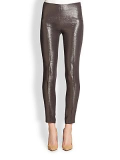 Akris Melissa Metallic Silk & Wool Crepe Lurex Pants   Graphite