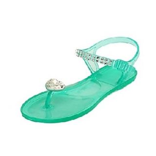 Plastic Womens Flat Heel Sling back Sandals with Rhinestone Shoes(More Colors)