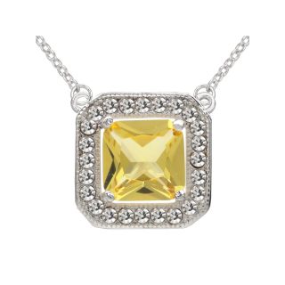 Bridge Jewelry Pure Silver Plated Yellow Crystal Pendant