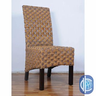 International Caravan Manila Woven Abaca/ Rattan Wicker Dining Chairs With Mahogany Hardwood Frame (set Of 2)
