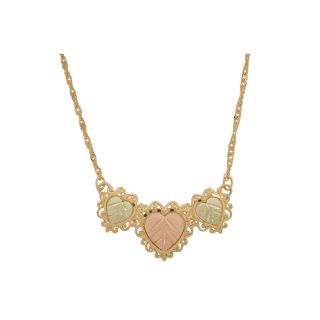 Heart Necklace, Black Hills Gold Triple, Womens