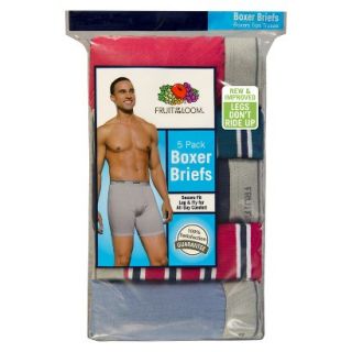 Fruit of the Loom Mens 5 Pack Stripe and Solid Boxer Briefs   L