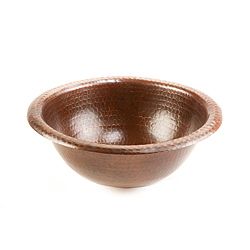 Small Round Self rimming Hammered Copper Bathroom Sink