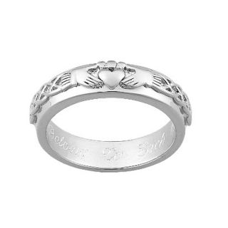 Sterling Silver Personalized Engraved Claddagh Wedding Band   12