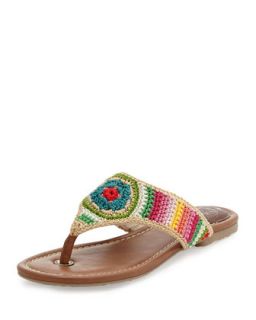 Shana Beach Stripe Crochet Thong Sandal, Multi