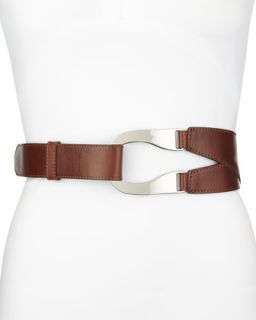 Horseshoe Buckle Leather Belt, Womens