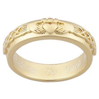 Gold Over Sterling Silver Personalized Engraved Claddagh Wedding Band  5