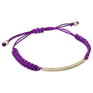 Womens Friendship Bracelet with Metal Pave Bar   Purple/Gold
