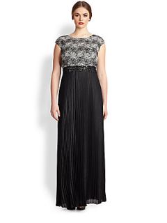 Kay Unger, Sizes 14 24 Lace Detail Dress   White Black
