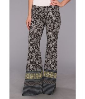 Free People Printed Flare Pull On Womens Casual Pants (Black)