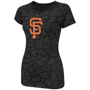 San Francisco Giants Majestic MLB Womens Pure Victory Camo Burnout T Shirt