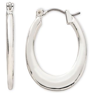 LIZ CLAIBORNE Silver Tone Oval Hoop Earrings, Gray