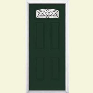 Masonite Halifax Camber Fanlite Painted Smooth Fiberglass Entry Door with Brickmold 38861