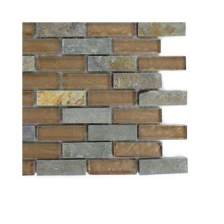 Splashback Tile Tectonic Brick Multicolor Slate and Bronze Glass Floor and Wall Tile   6 in. x 6 in.Tile Sample R6C2 GLASS MOSAIC TILE