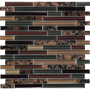 EPOCH Spectrum Baltic Brown 1660 Granite And Glass Blend Mesh Mounted Floor and Wall Tile   2 in. x 12 in. Tile Sample BALTIC BROWN SAMPLE