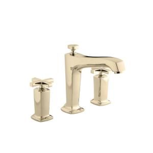 KOHLER Margaux Deck Mount High Flow Bath Faucet Trim with Cross Handles in Vibrant French Gold (Valve not included) K T16236 3 AF