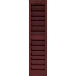 Builders Edge 15 in. x 60 in. Louvered Shutters Pair in #078 Wineberry 010140060078