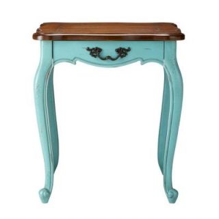 Home Decorators Collection 22 in. W Provence Blue End Table with Chestnut Top 0505600310