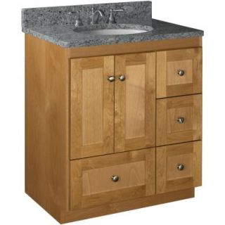 Simplicity by Strasser Shaker 30 in. W x 21 in. D x 34.5 in. H Door Style Vanity Cabinet Only in Natural Alder 01.149.2
