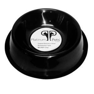 Platinum Pets 4 Cup Stainless Steel Non Embossed Non Tip Bowl in Black NEB32BLK
