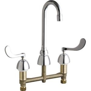 Chicago Faucets 8 in. Widespread 2 Handle High Arc Bathroom Faucet in Chrome with 3 1/2 in. Rigid/Swing Gooseneck Spout 786 GN1AE3ABCP