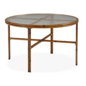 Home Styles Bimini Jim Natural Bamboo Aluminum 48 in. Round Patio Dining Table 5565 32