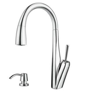 Pfister Zuri Single Handle Pull Down Sprayer Kitchen Faucet with Soap Dispenser in Polished Chrome GT529 MPC