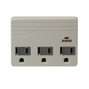 Woods Electronics 3 Outlet 750 Joule Surge Protector with Sliding Safety Covers and Surge Protection Indicator   Gray 0411048821