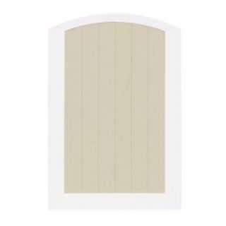 Veranda Pro Series 6 ft. x 5 ft. Single Walk Through Woodbridge Arched Privacy Vinyl White/Beige Fence Gate 154072