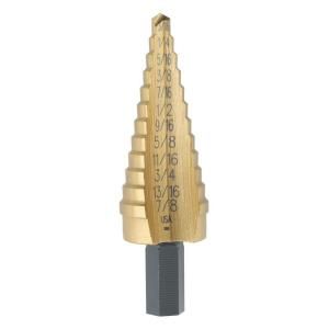 Irwin 3/16 in. 7/8 in. 1/16 in. #4T Increments 12 Hole Sizes Step Drill 15104