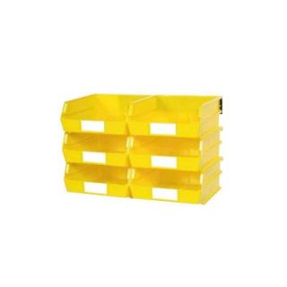 Triton Products LocBin Large Yellow Wall Storage Bins (6 Bin) and 2  wall mount rails 3 235YWS