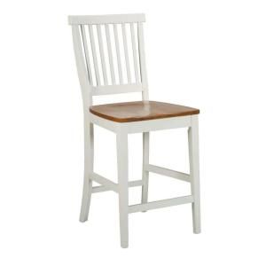 Home Styles 24 in. White and Distressed Oak Bar Stool 5002 89