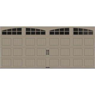 Clopay Gallery Collection 16 ft. x 7 ft. 18.4 R Value Intellicore Insulated Sandstone Garage Door with Arch Window GR2SU_ST_GRLA1