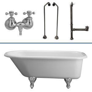 Barclay Products 5 ft. Acrylic Roll Top Bathtub Kit in White with Polished Chrome Accessories TKADTR60 WCP7