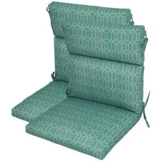 Hampton Bay Rhodes Trellis High Back Outdoor Chair Cushion (2 Pack) 7718 02220000