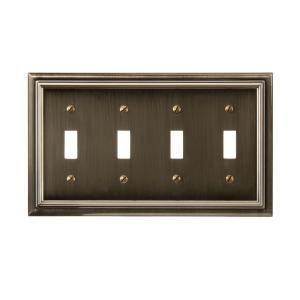 Amerelle Continental 4 Toggle Wall Plate   Brushed Brass 94T4BB