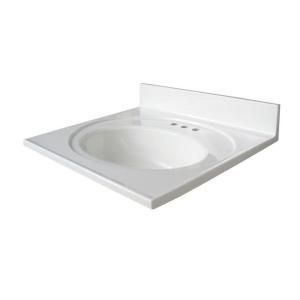 Glacier Bay Newport 25 in. AB Engineered Composite Vanity Top with Basin in White N2522GB W