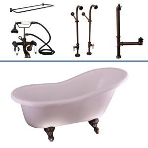 Barclay Products 5 ft. Acrylic Slipper Bathtub Kit in White with Oil Rubbed Bronze Accessories TKADTS60 WORB5