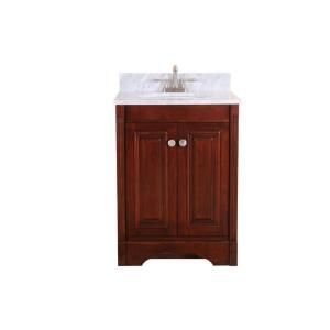 Virtu USA Austen 25 in. Single Basin Vanity in Cherry with Marble Vanity Top in Italian Carrera White DISCONTINUED RS 10524 WM CHE