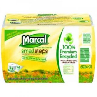 Marcal Small Steps GrabnGo 4.3 x 3.66 100% Recycled 2 Ply Bath Tissue 168 Sheet Roll (24 Pack) MAC 6024