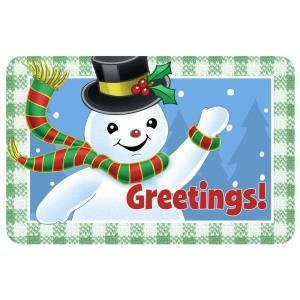 Bungalow Flooring New Wave Holiday 1 ft. 6 in x 2 ft. 3 in. Neoprene Waving Snowman Greetings Mat 20415971827