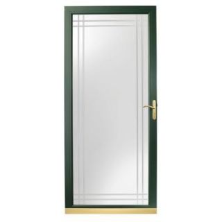 Andersen 3000 Series 36 in. Forest Green Full View Etched Glass Storm Door with Brass Hardware HD3VG 36GR