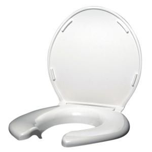 Big John Elongated Open Front Toilet Seat with Cover in White 2445263 3W